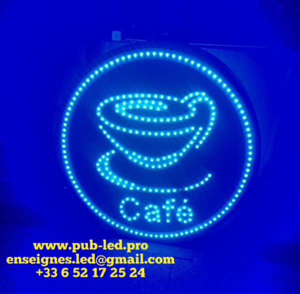 PANNEAU LUMINEUX LED CAFÉ AVEC ANIMATION