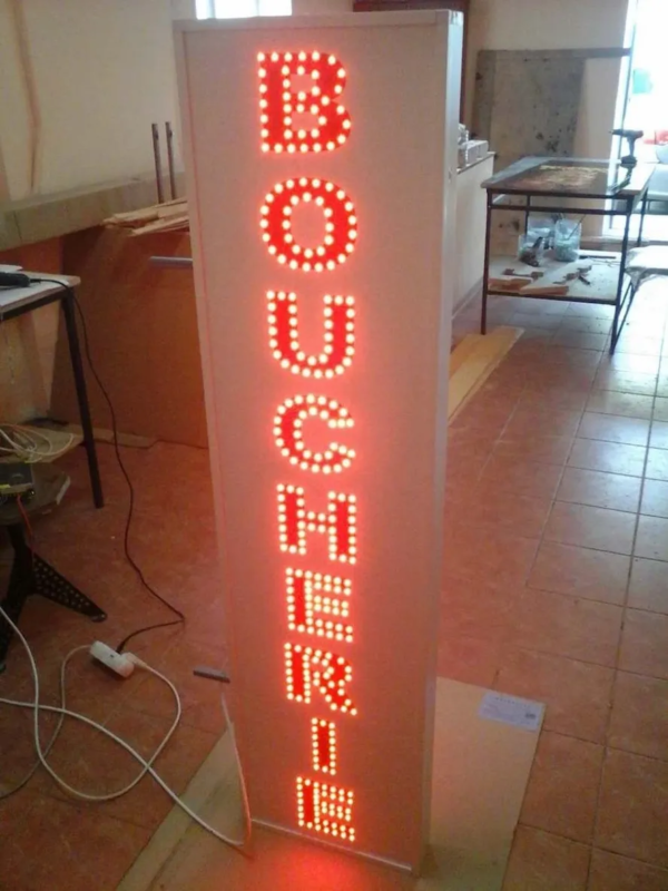ENSEIGNE PUBLICITAIRE LED BOUCHERIE DOUBLE FACE AVEC ANIMATION 150x40cm – Image 4