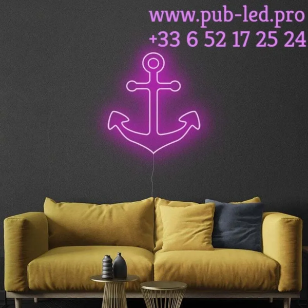 ENSEIGNE LUMINEUSE "ANCRE" NÉON FLEX PERSONNALISÉE, CHOIX DE TAILLE ET COULEUR, de 55 cm et 78 cm – Image 2