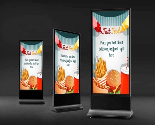 ENSEIGNE STOP TROTTOIR LUMINEUSE LED ”LIGHT BOX” DOUBLE FACES EXTERNE RECHARGEABLE PRÊT À INSTALLER 80x200CM